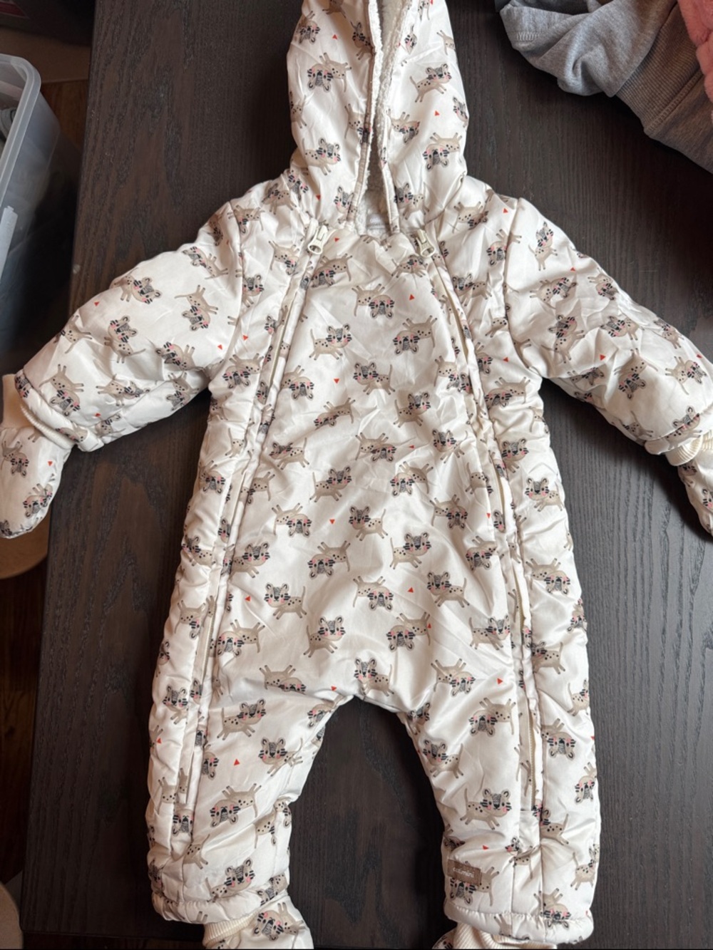 Catimini Cream Printed Hooded One-Piece Footie